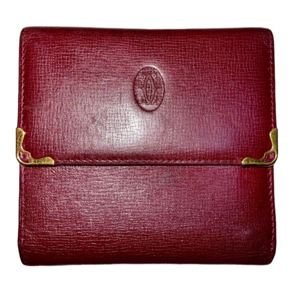 Cartier Handbags - Cartier Red Tri-fold Wallet with Gold Accents